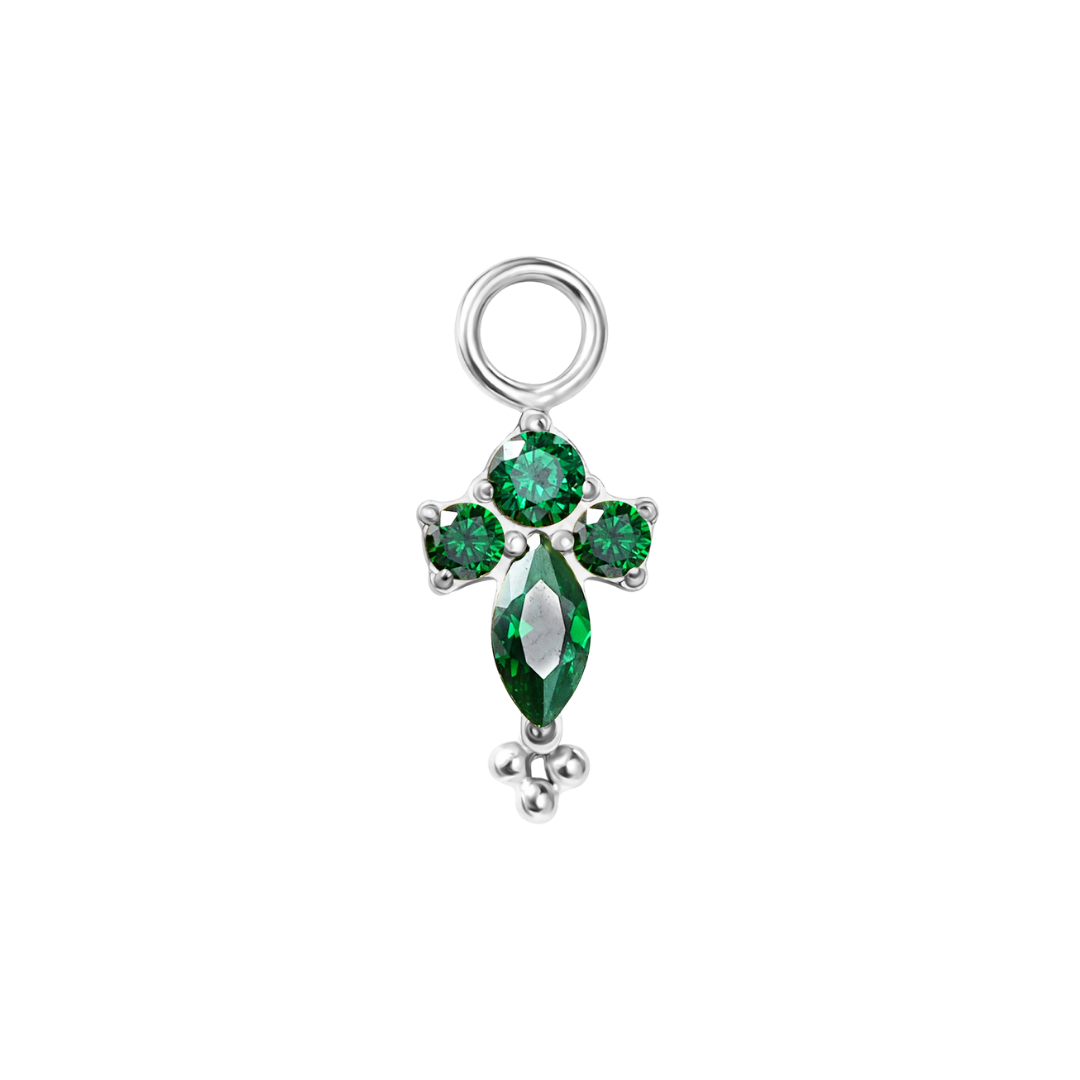 Green Snow Cross Charm