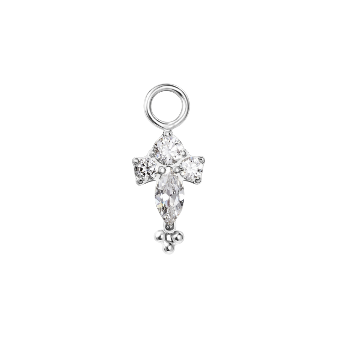 White Snow Cross Charm