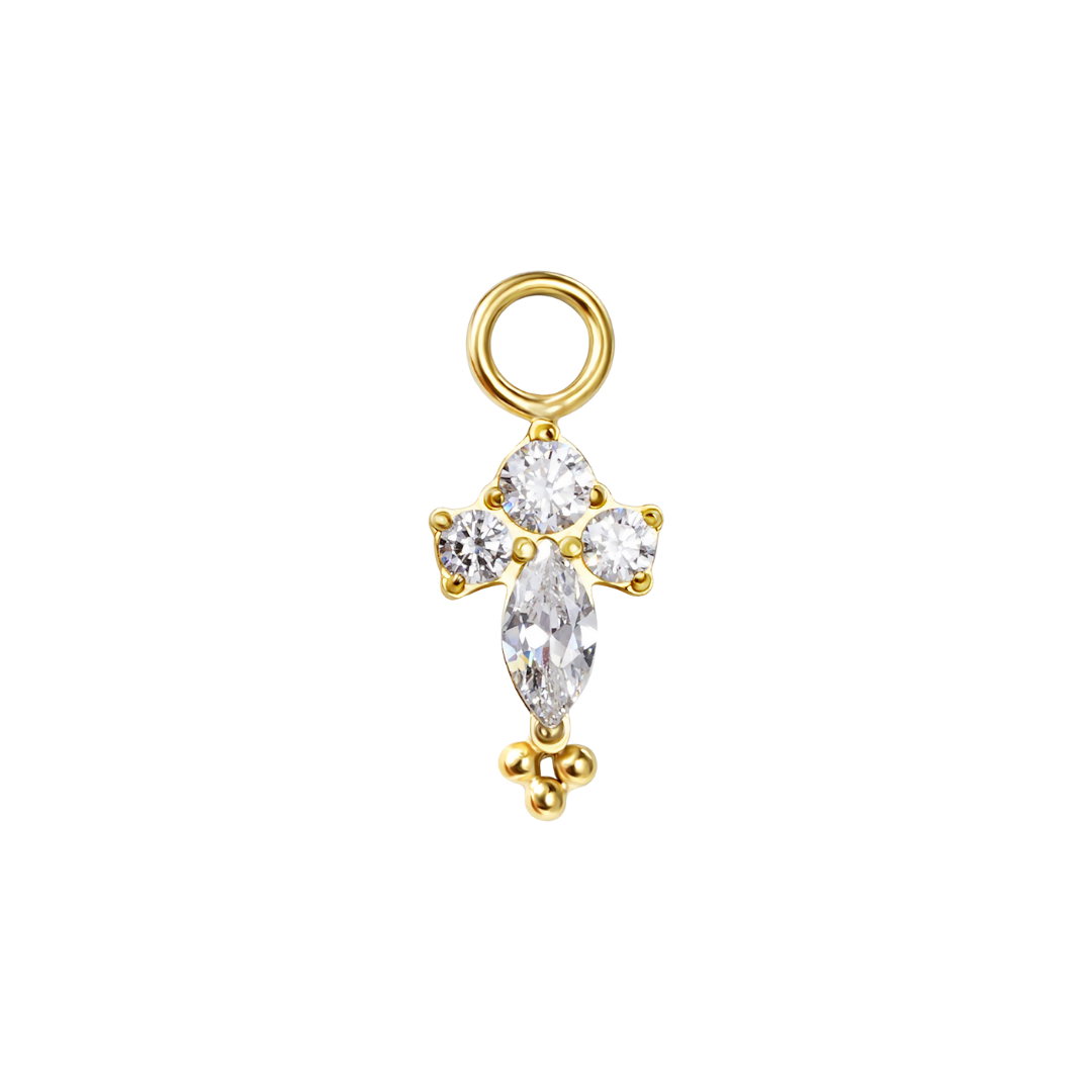 White Snow Cross Charm
