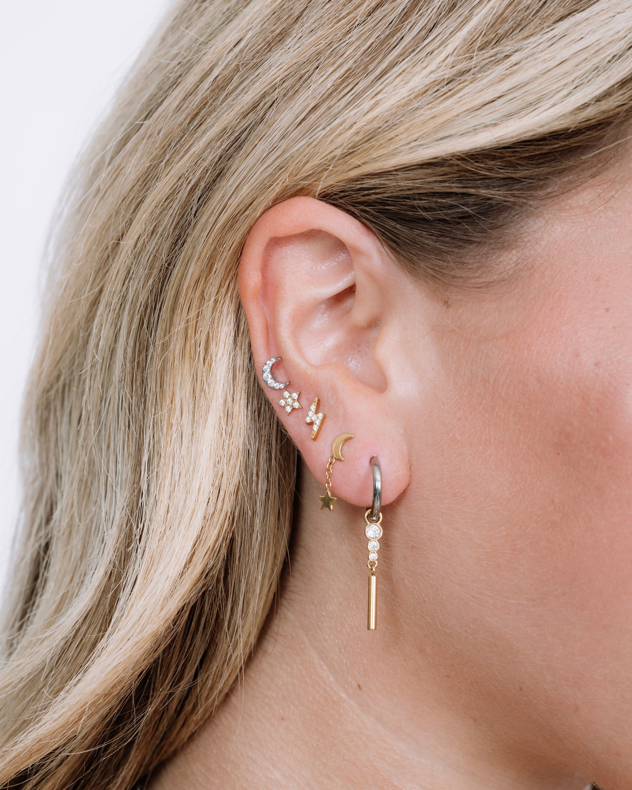 Starlit Moon Drop Flatback Stud