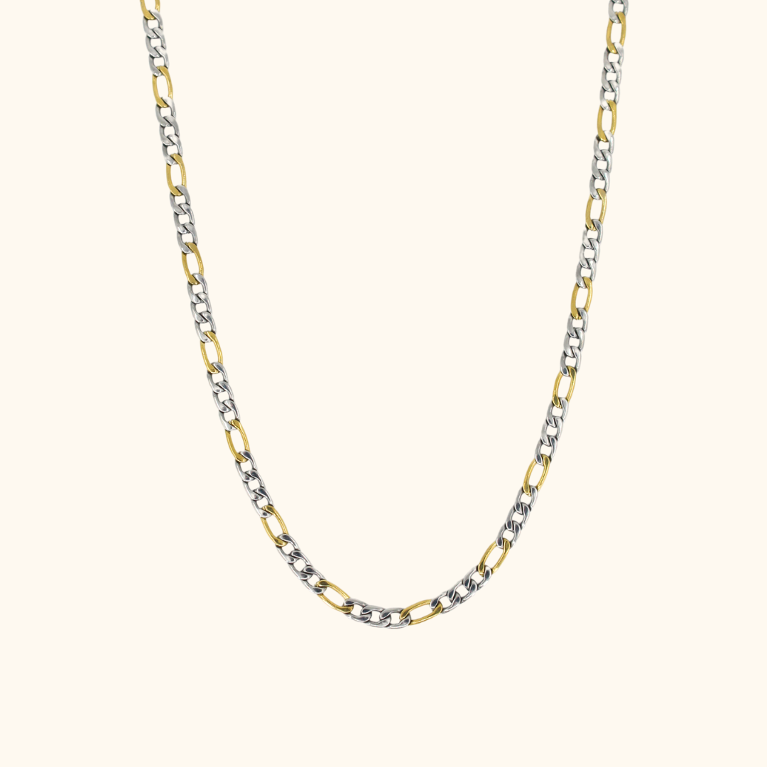 Two Toned Figaro Chain Necklace