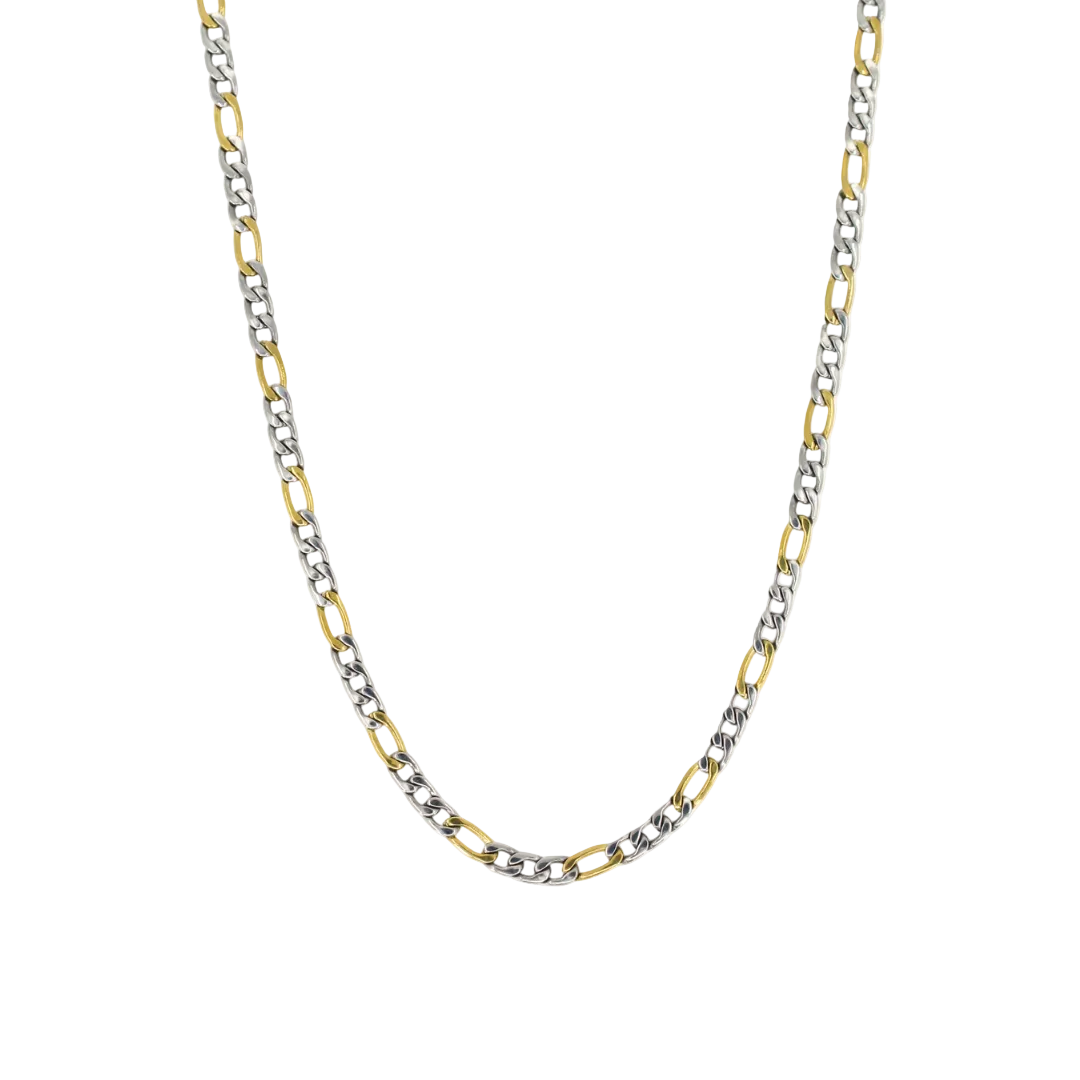 Two Tone Figaro Chain Necklace