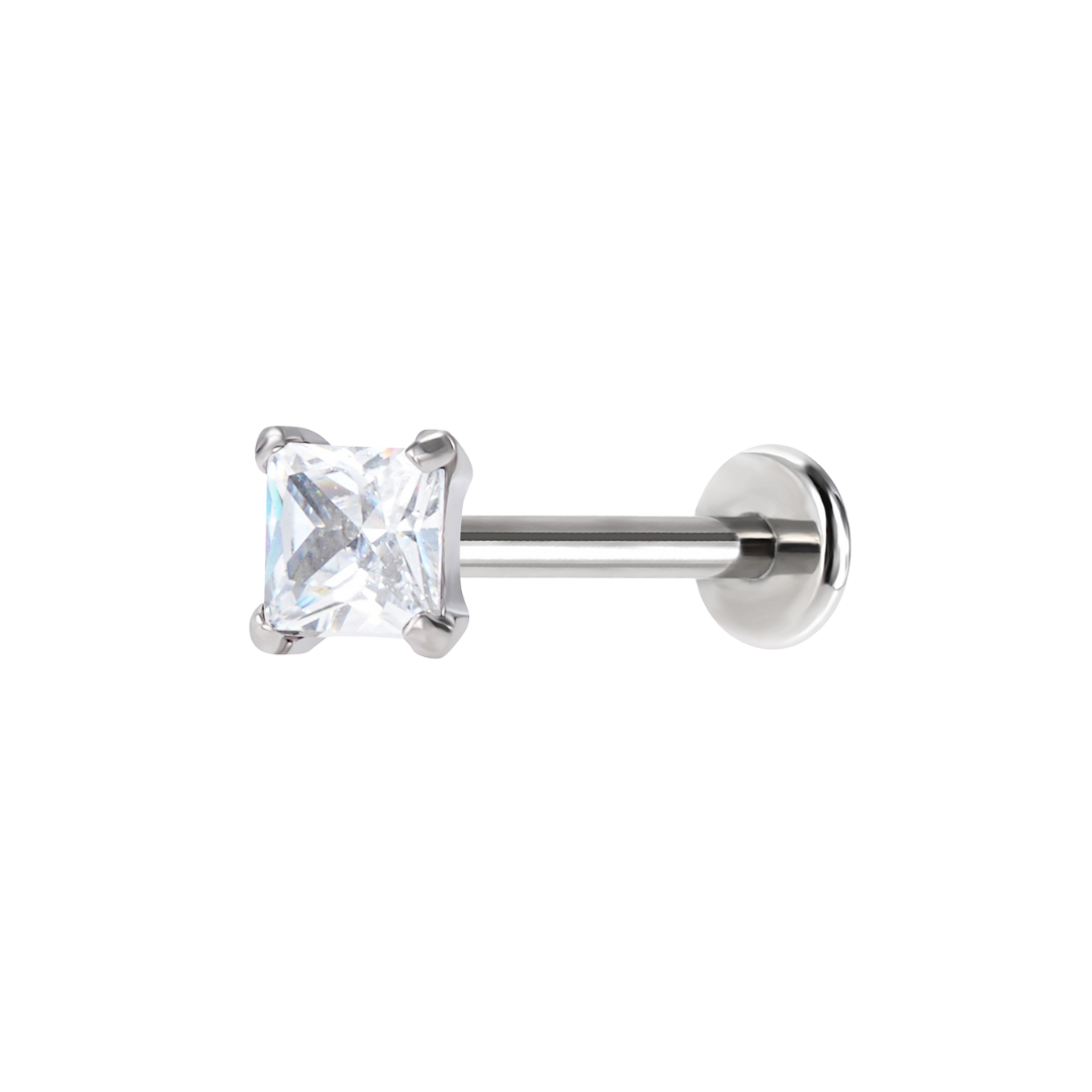 Princess Cut Flatback Stud