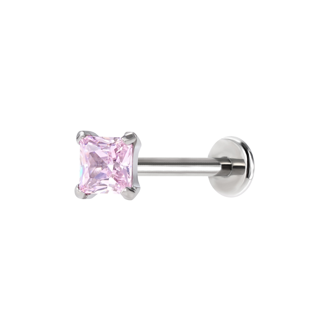 Princess Cut Flatback Stud