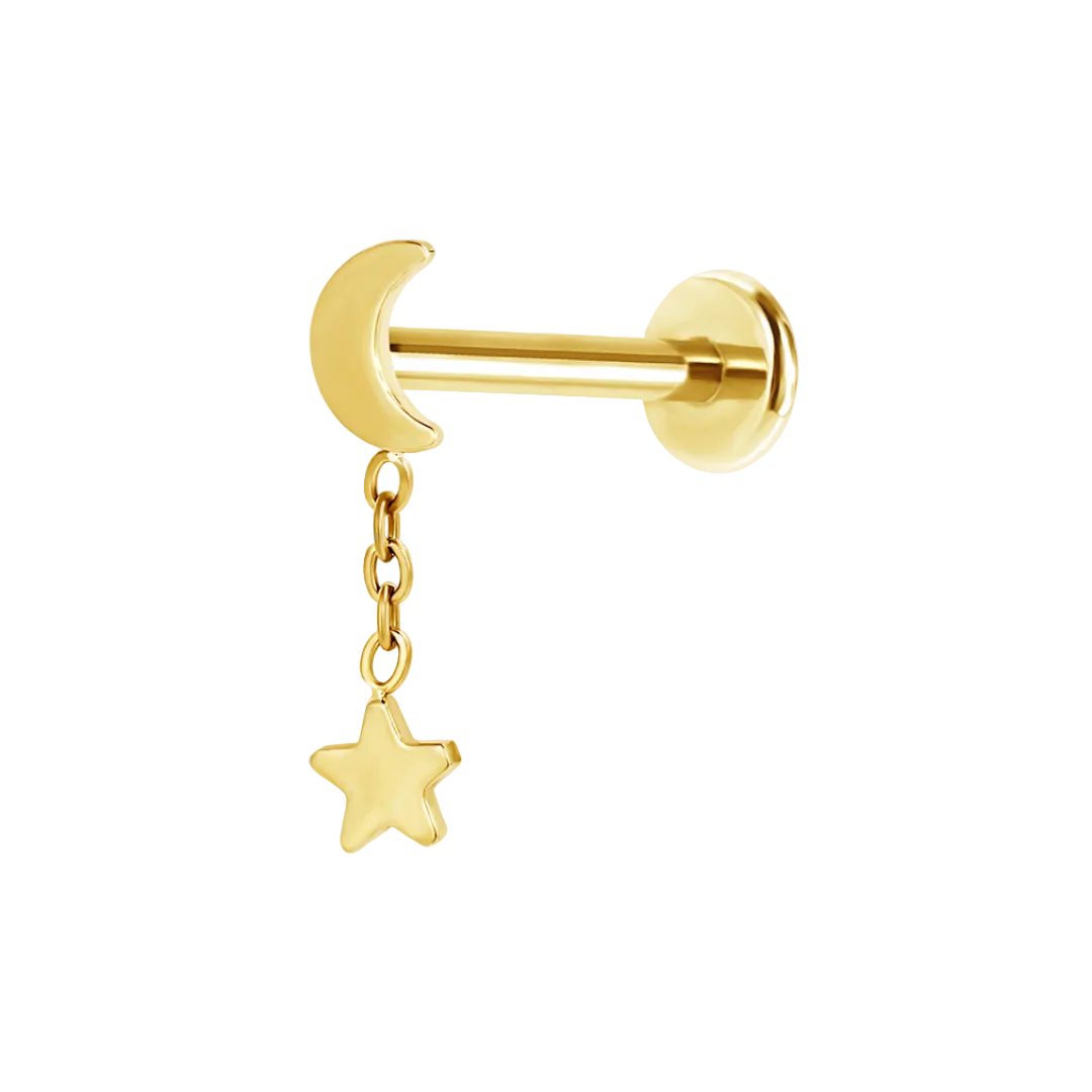 Starlit Moon Drop Flatback Stud
