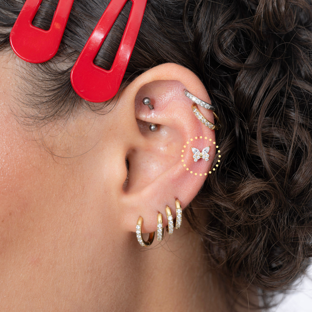 Icy Butterfly Flatback Stud