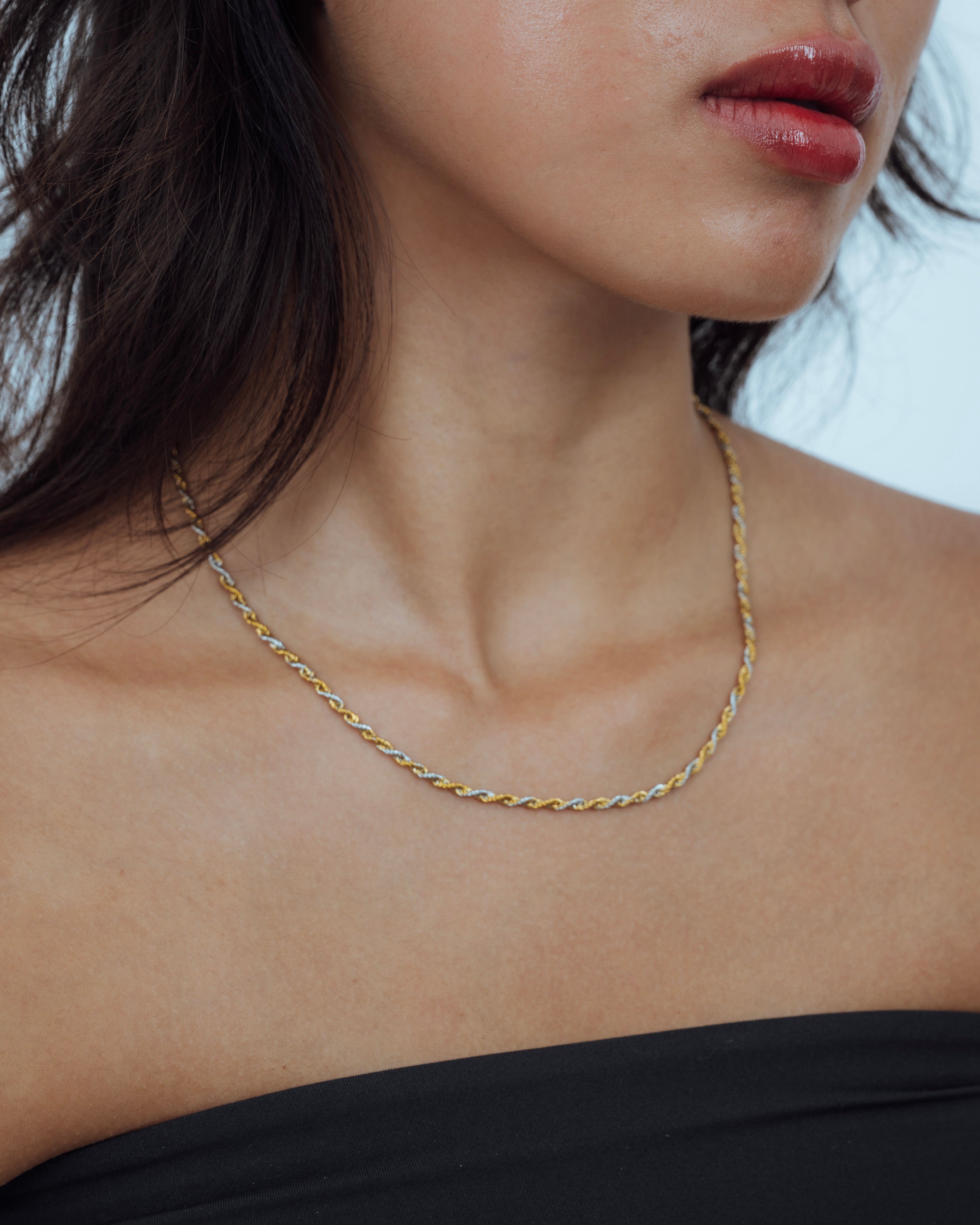 Two Toned Rope Chain Necklace