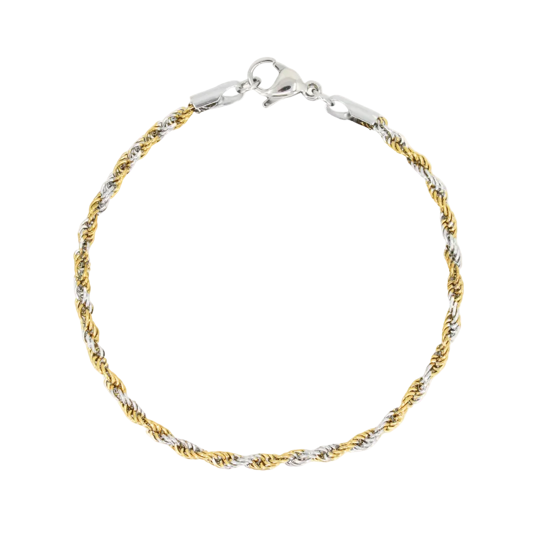 Two Tone Rope Chain Bracelet