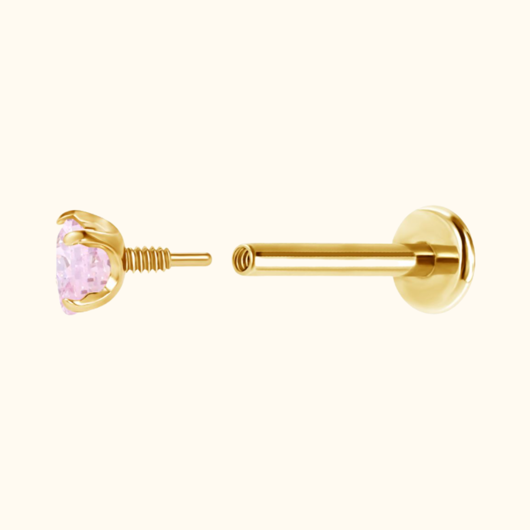 Diamond Heart Flatback Stud