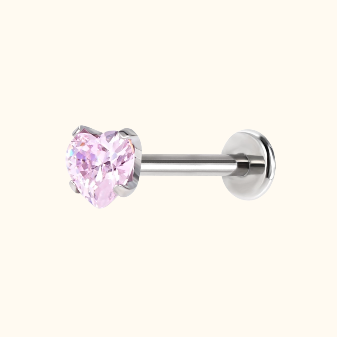 Diamond Heart Flatback Stud