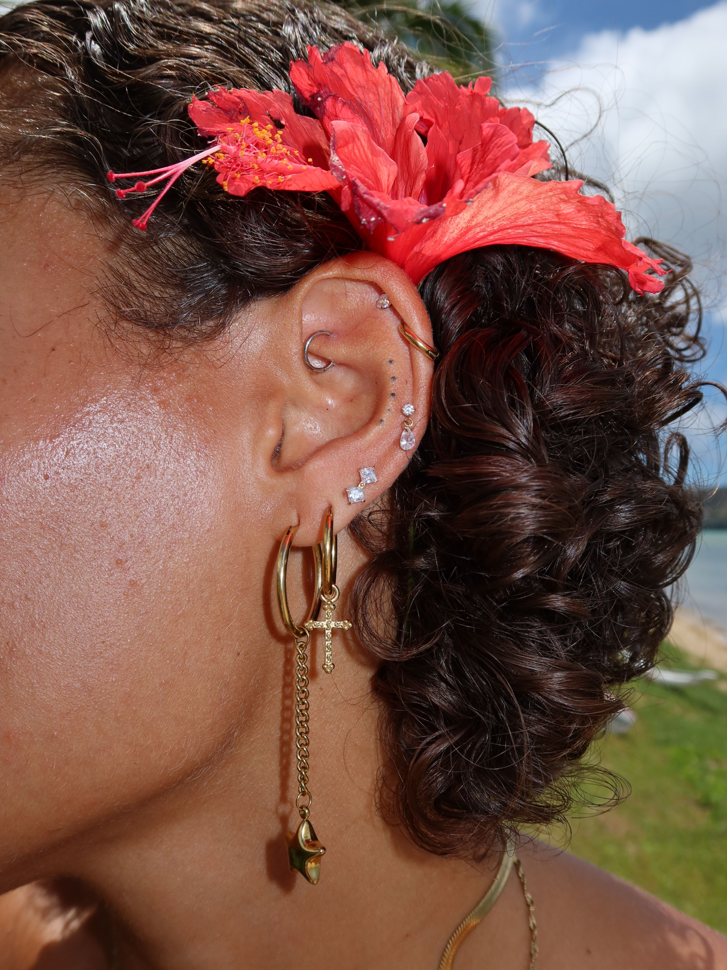 Diamond Heart Flatback Stud