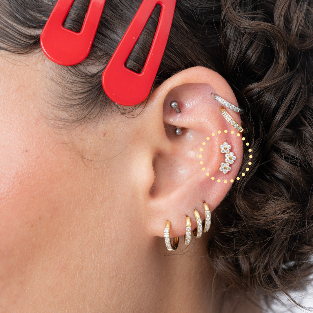 Flower Cluster Flatback Stud Earring