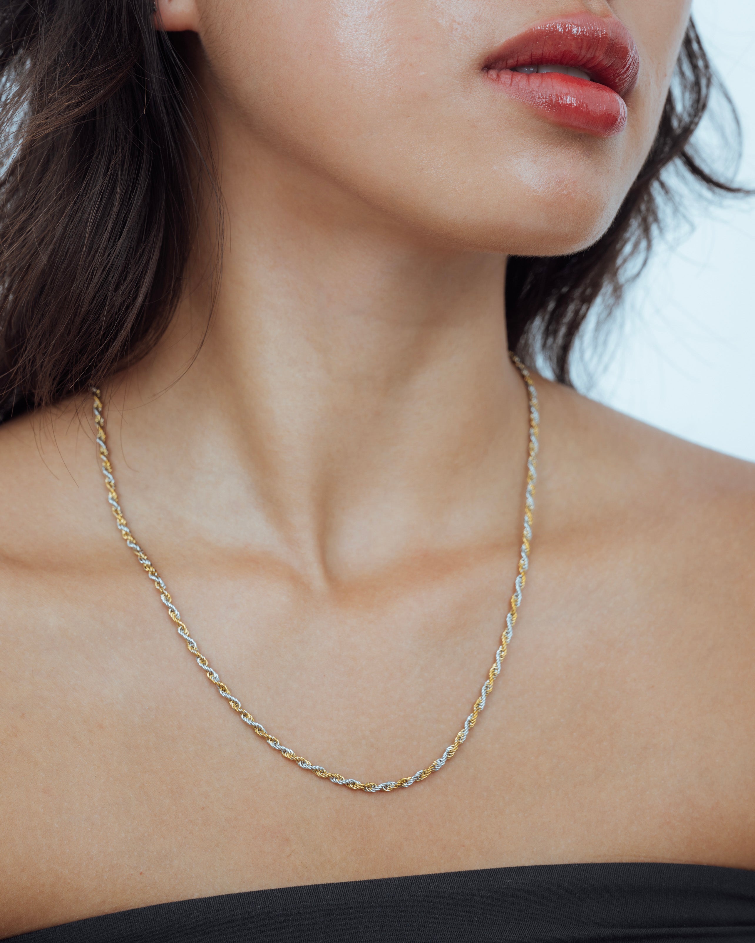 Two Toned Rope Chain Necklace