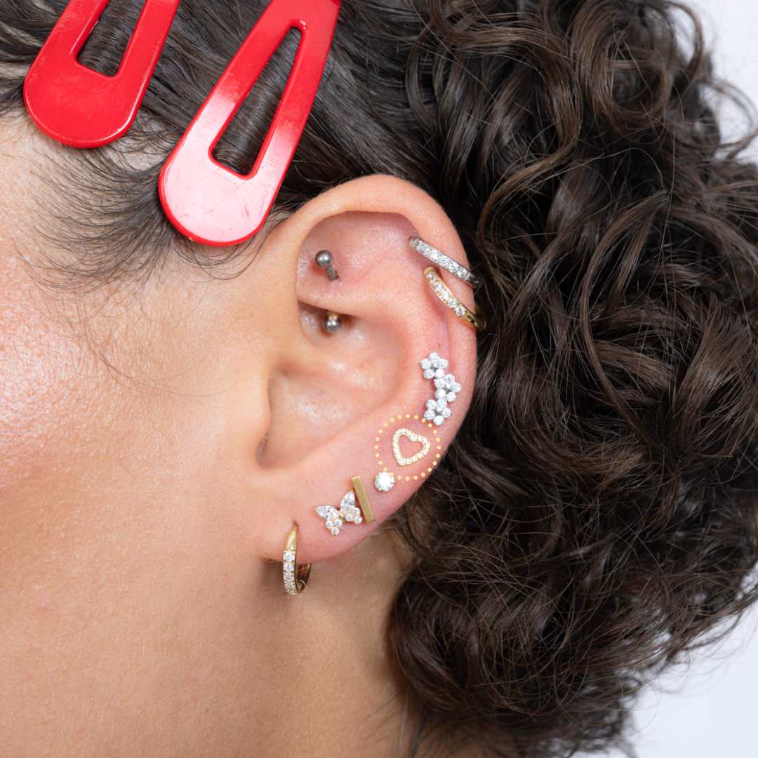 Icy Heart Flatback Stud