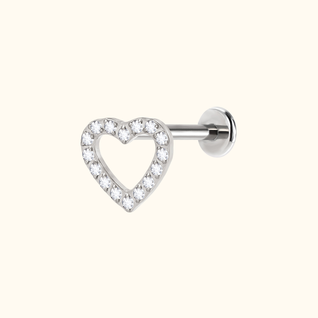 Icy Heart Flatback Stud