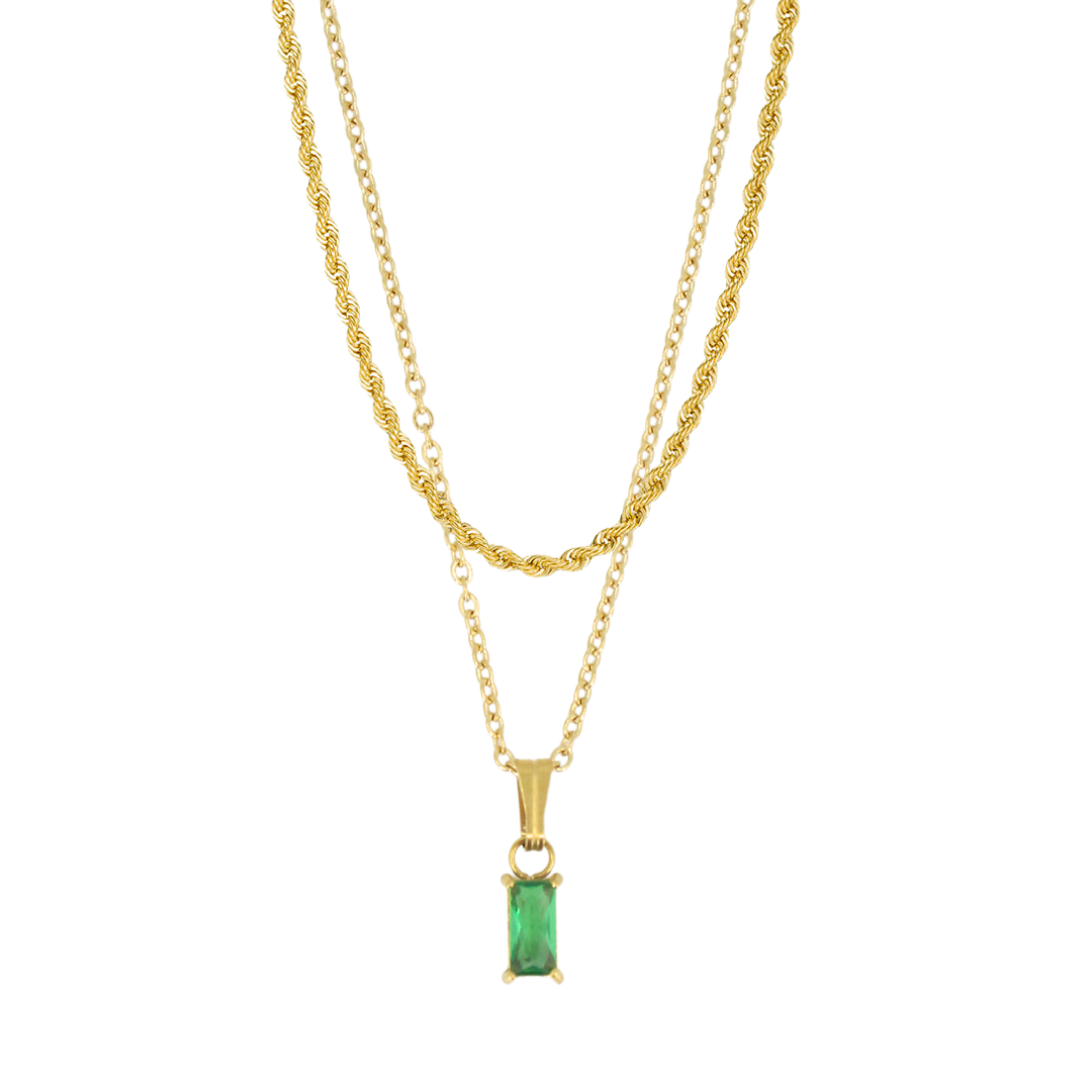 Floating Emerald Necklace Set