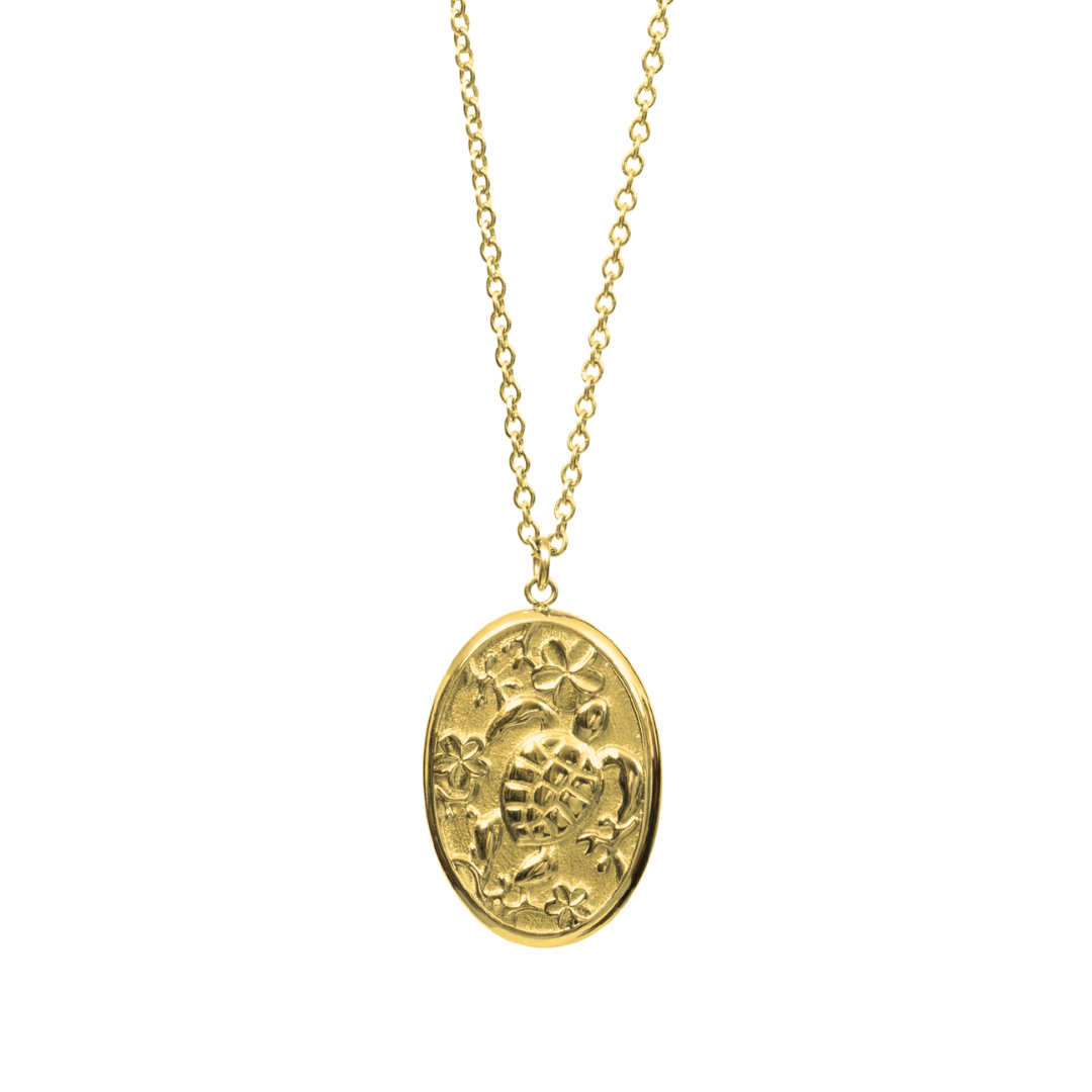 Coral Bloom Turtle Necklace