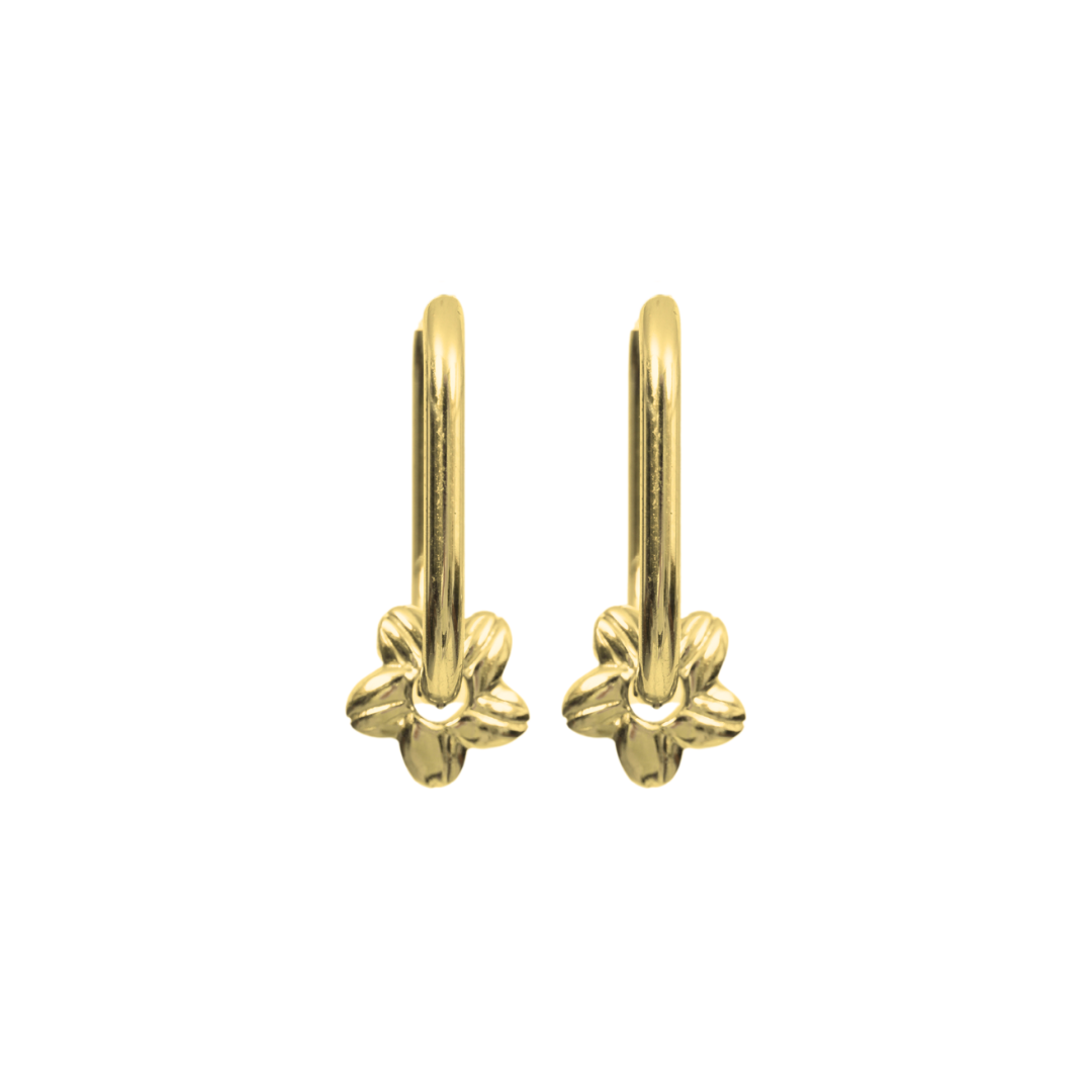 Cowrie Plumeria Charm Hoop Set