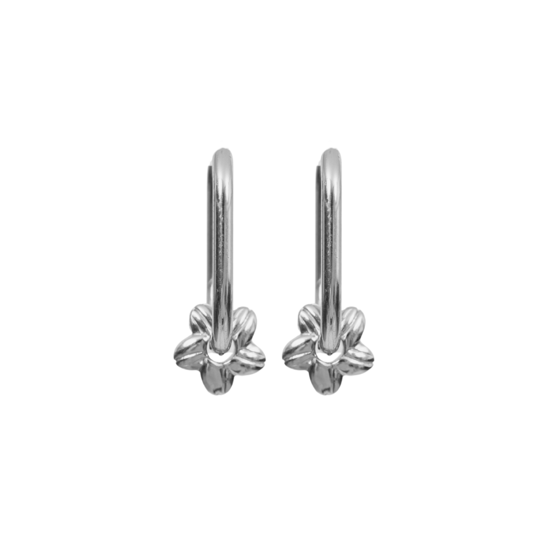 Cowrie Plumeria Charm Hoop Set