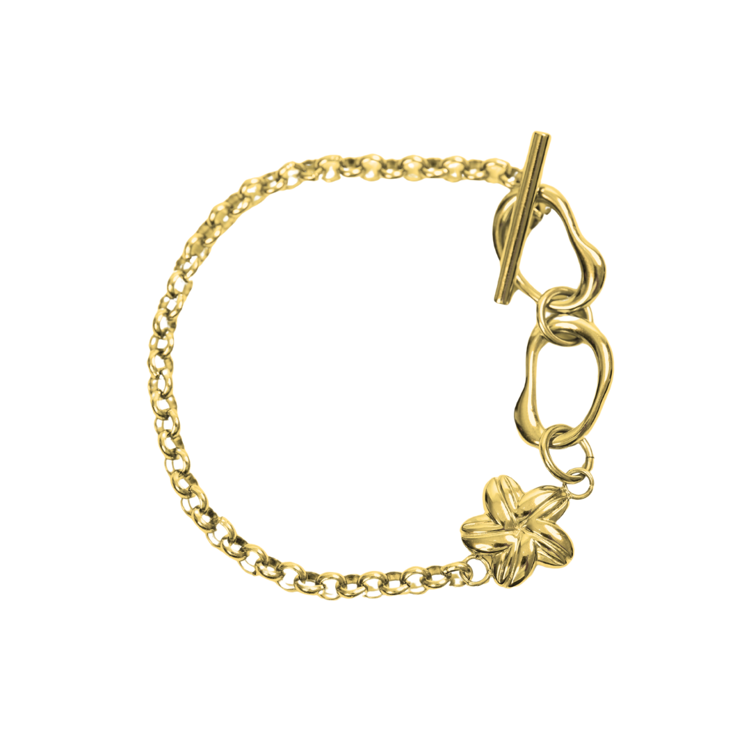 Cowrie Plumeria Toggle Clasp Bracelet