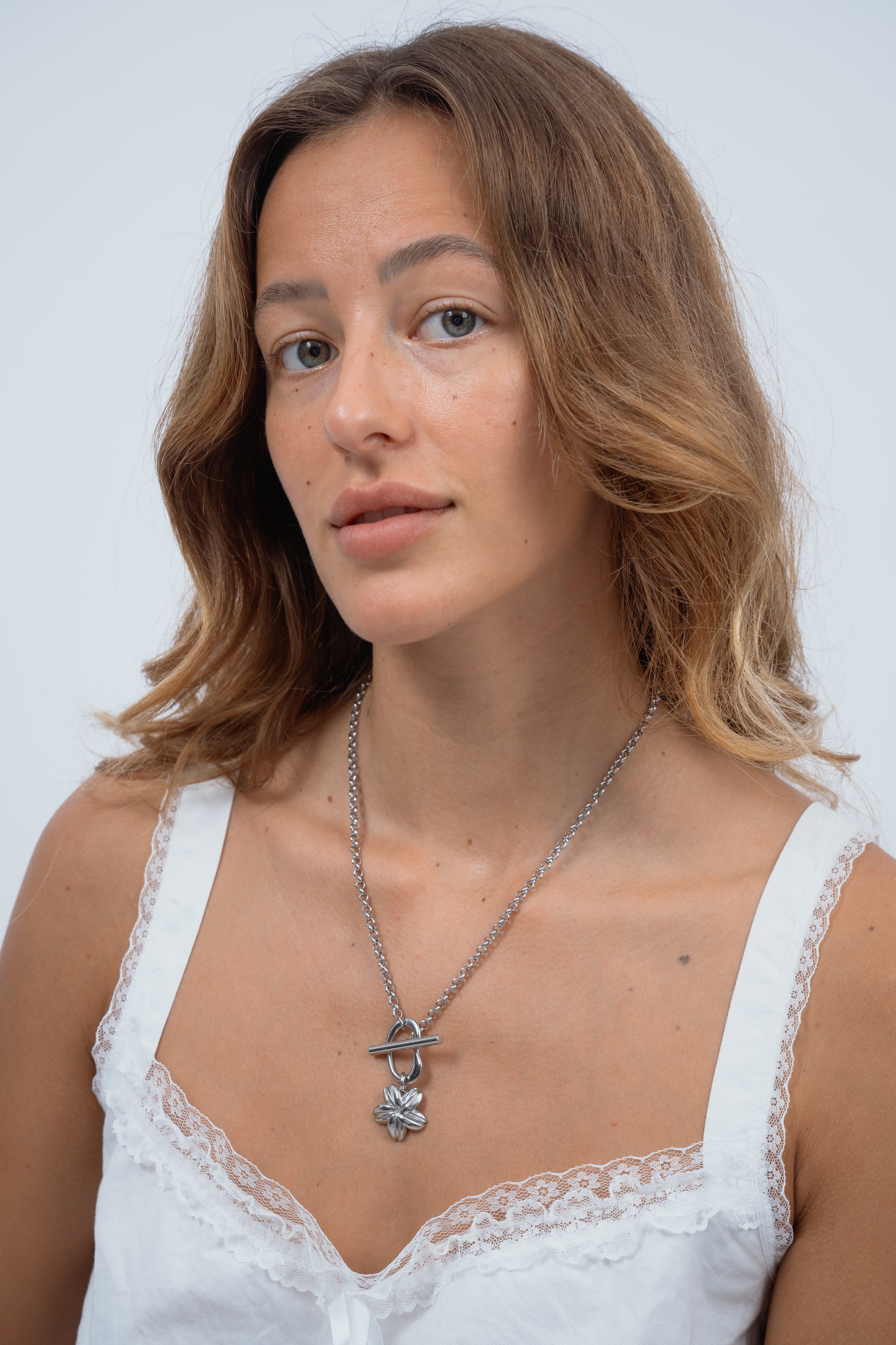 Cowrie Plumeria Toggle Clasp Necklace