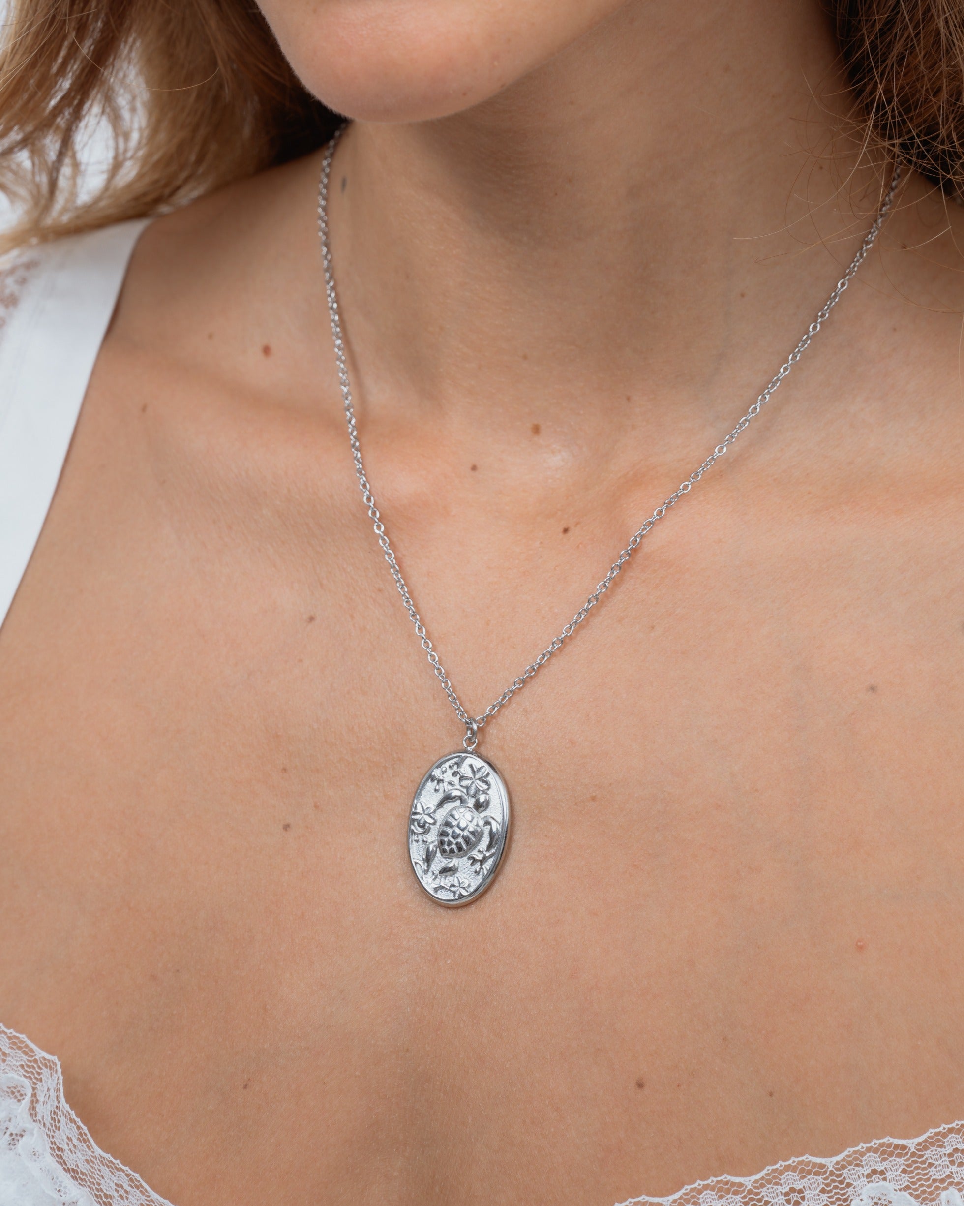 Coral Bloom Turtle Necklace