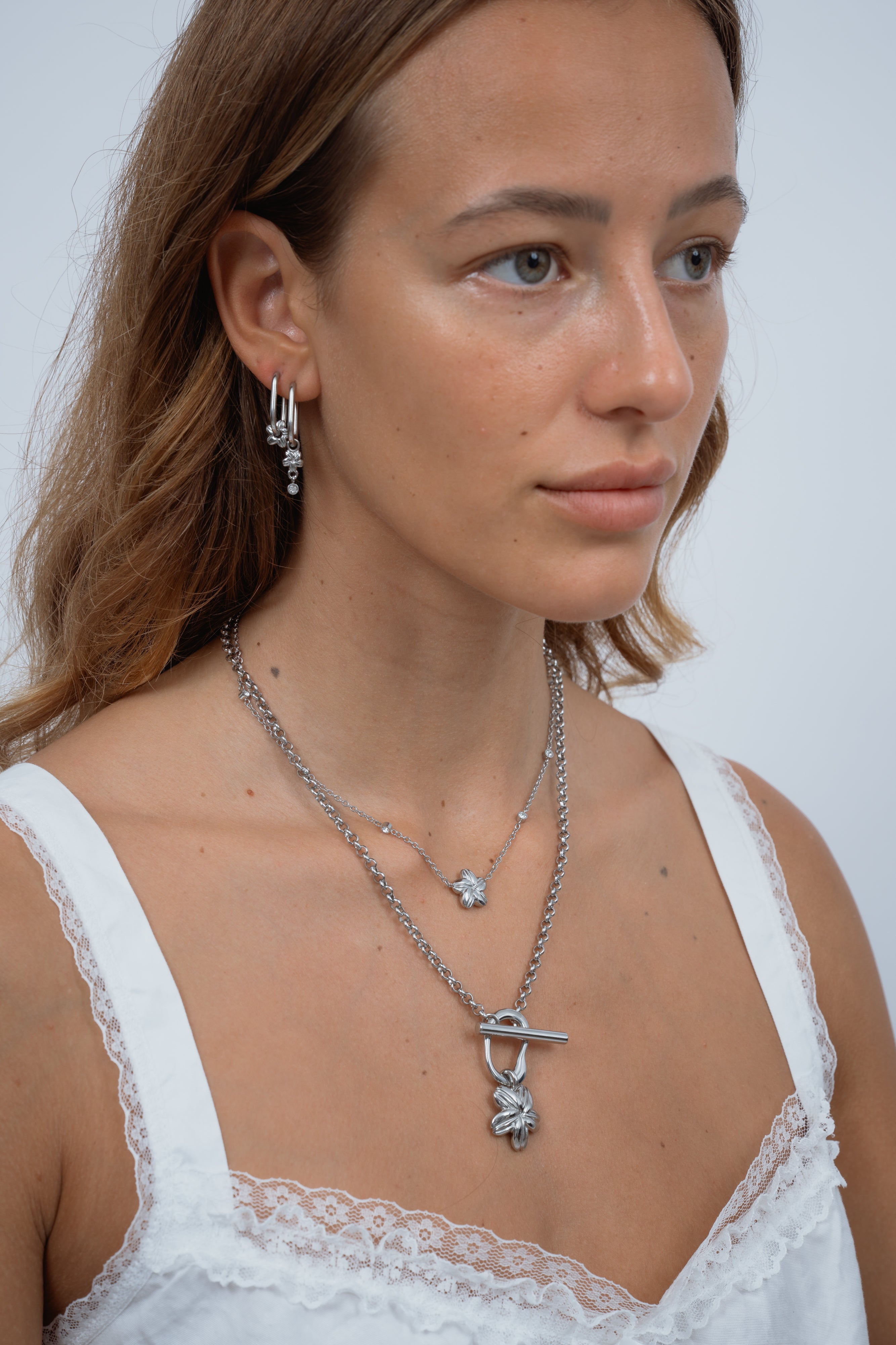 Cowrie Plumeria Toggle Clasp Necklace