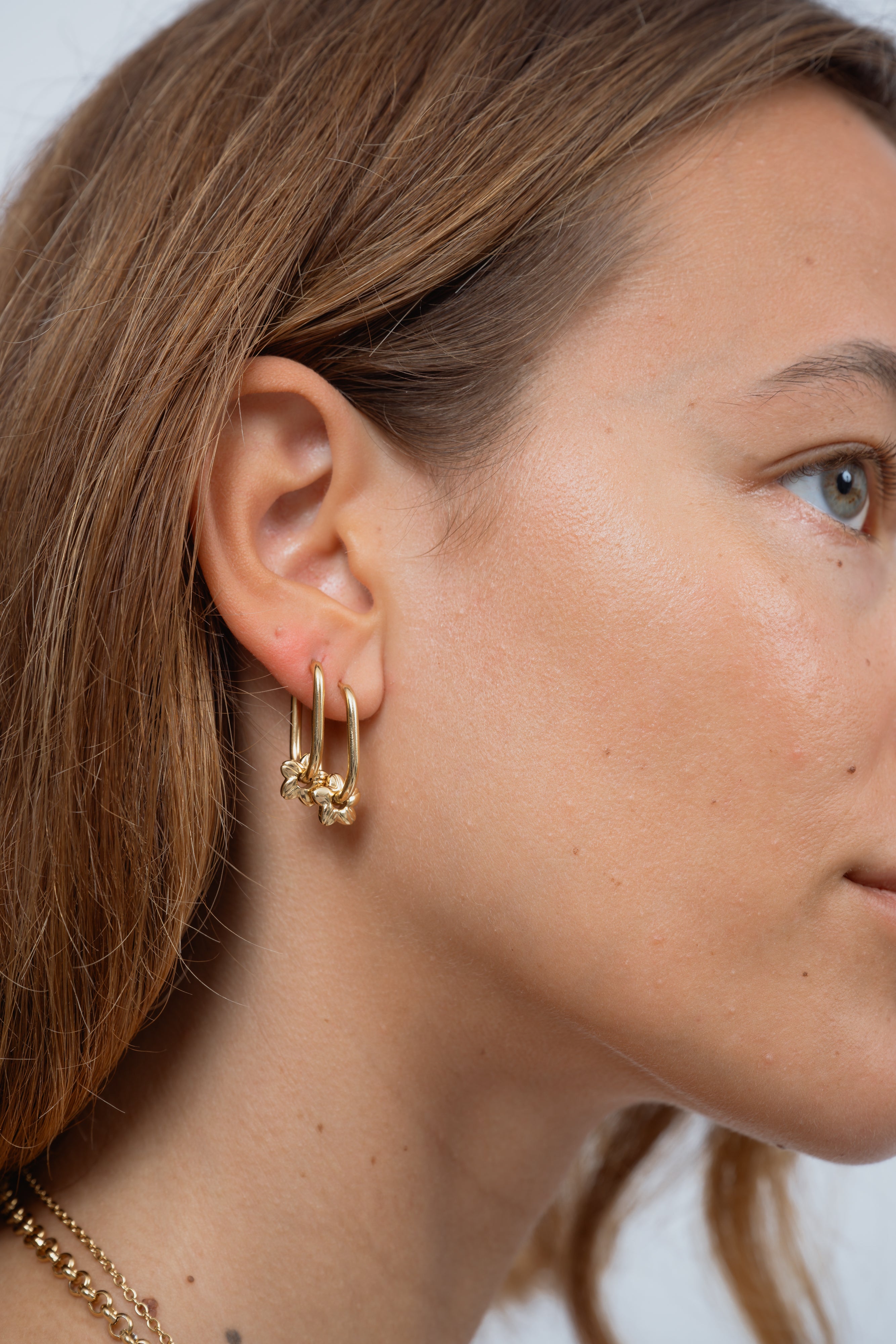 Cowrie Plumeria Charm Hoop Set