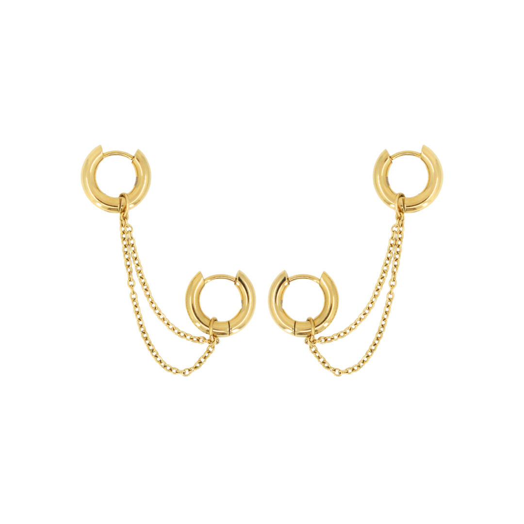 Double Chain Huggie Earring