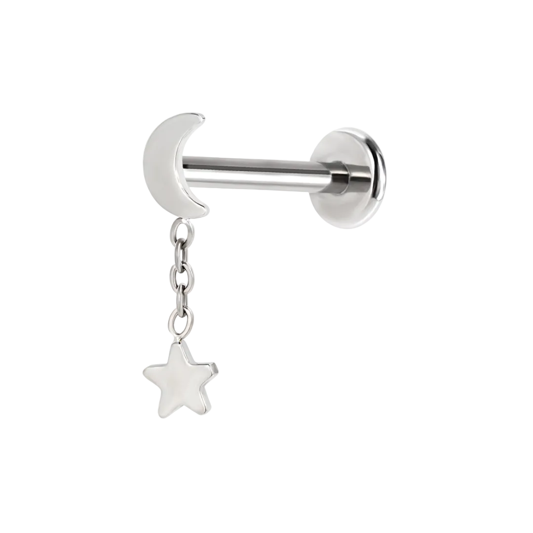 Starlit Moon Drop Flatback Stud
