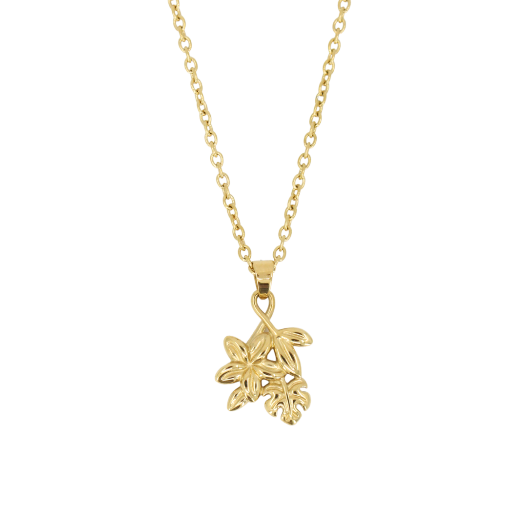 Plumeria Monstera Necklace