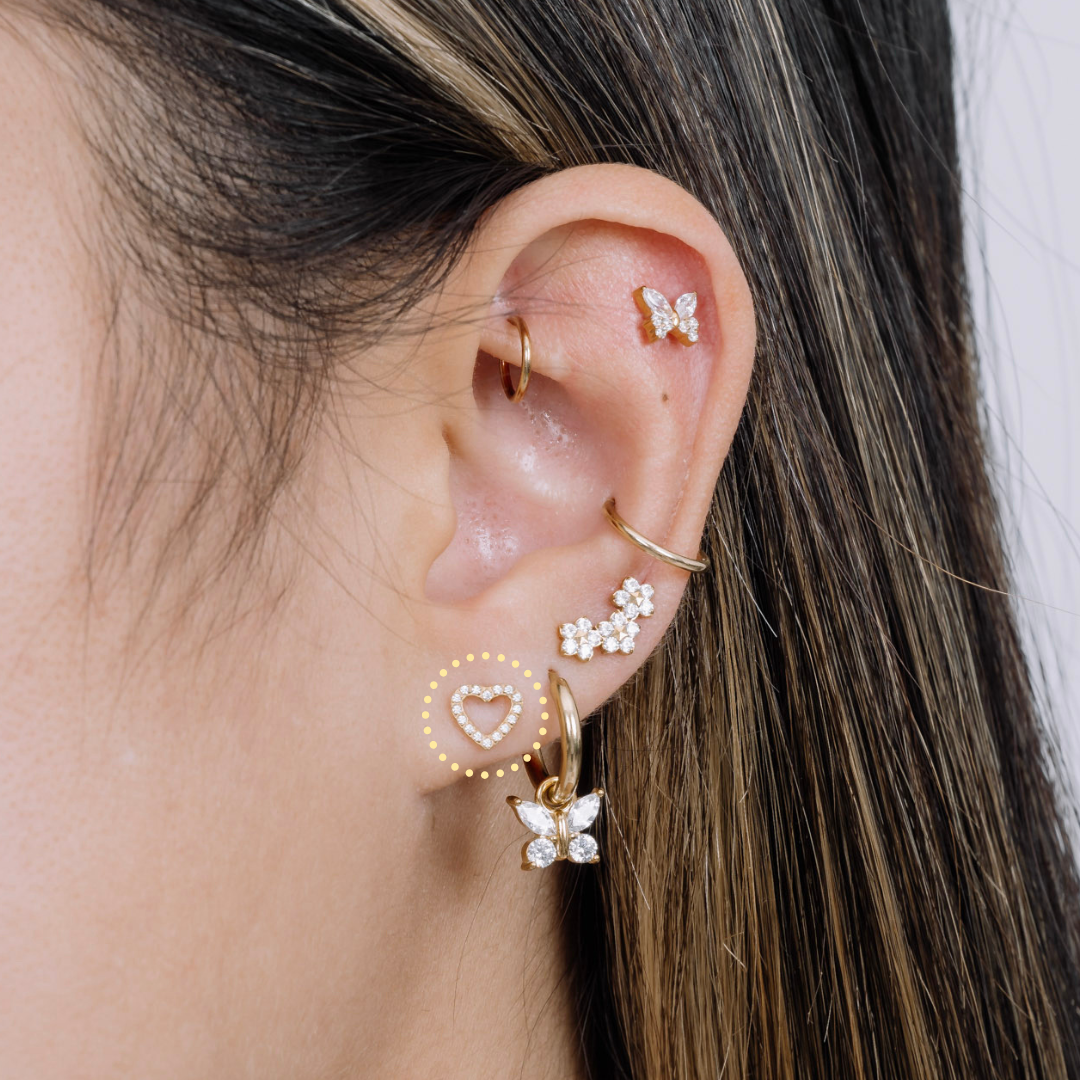 Icy Heart Flatback Stud