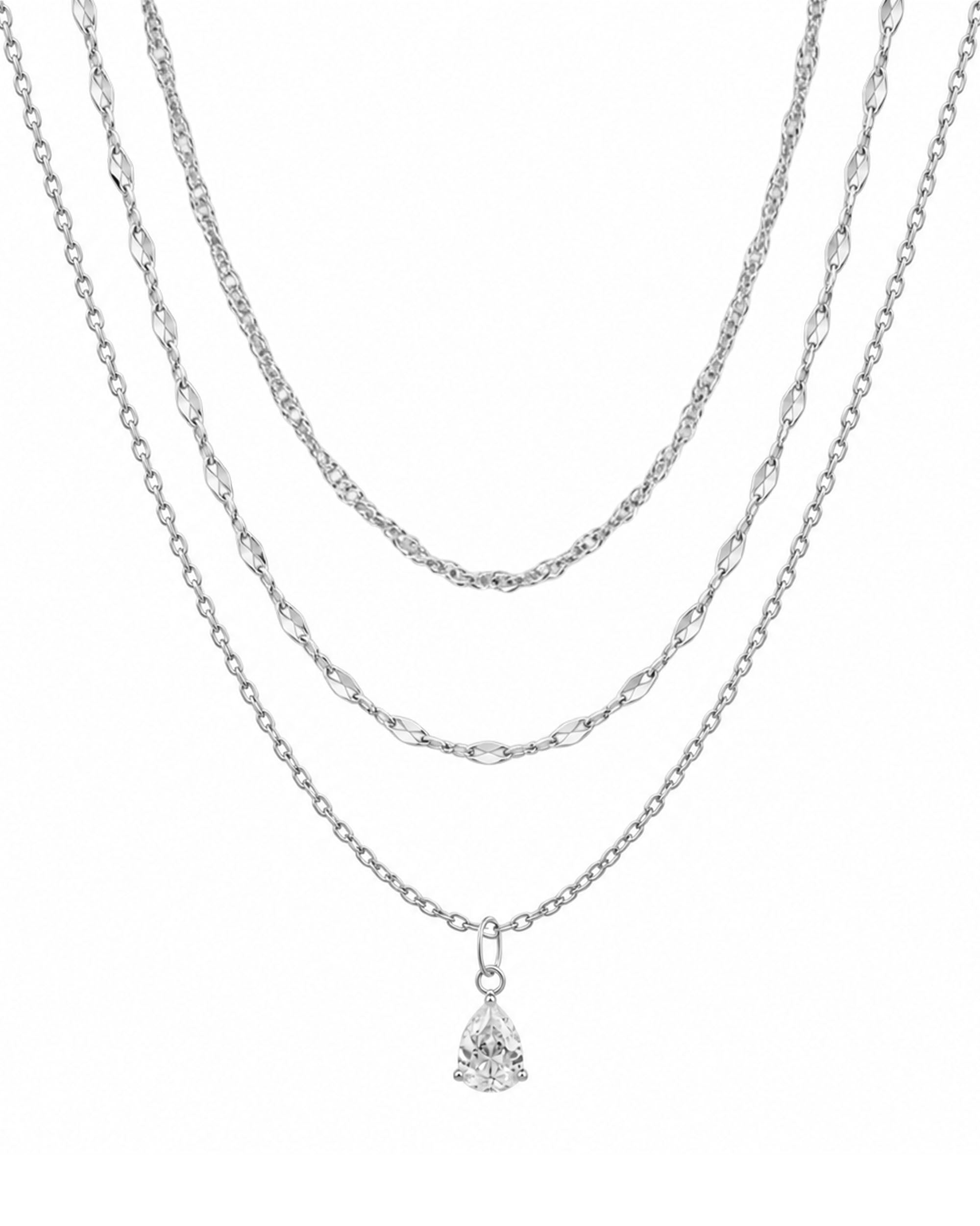Pear Drop Necklace Set in silver