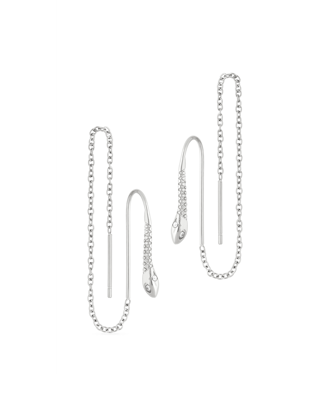 Snake Threader Earrings in silver - a sleek snake chain that glides through the ear