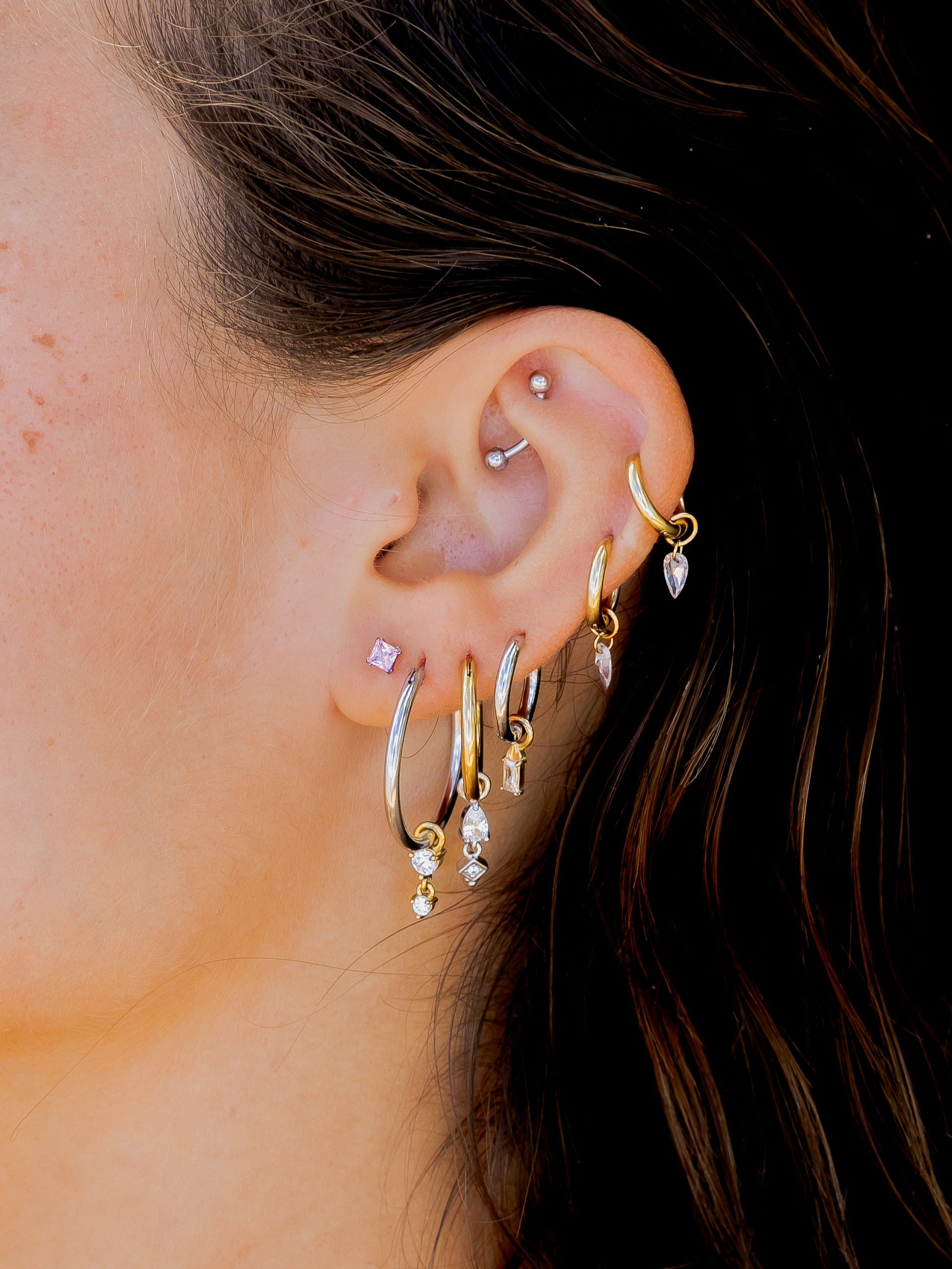 Princess Cut Flatback Stud