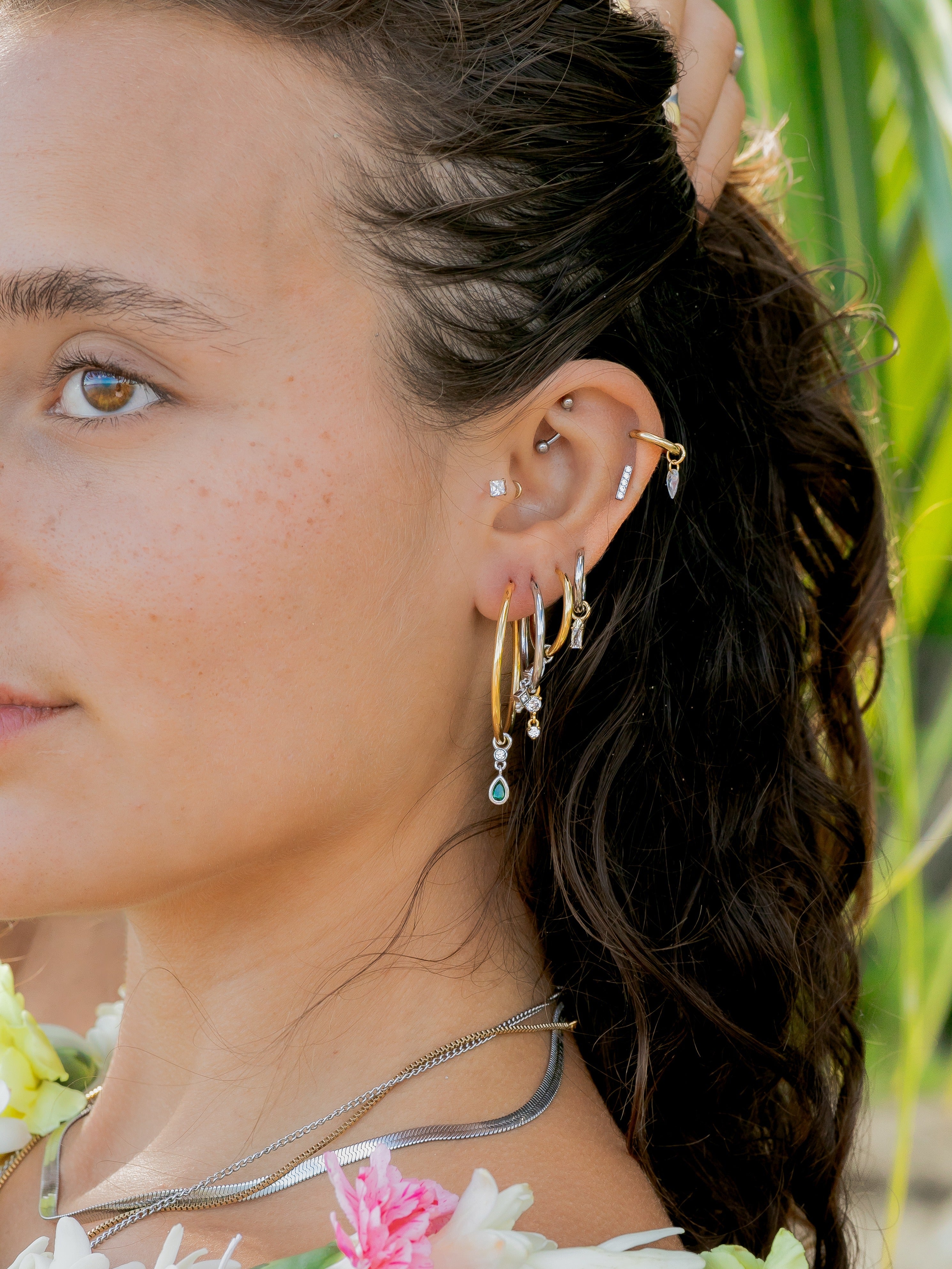 Princess Cut Flatback Stud