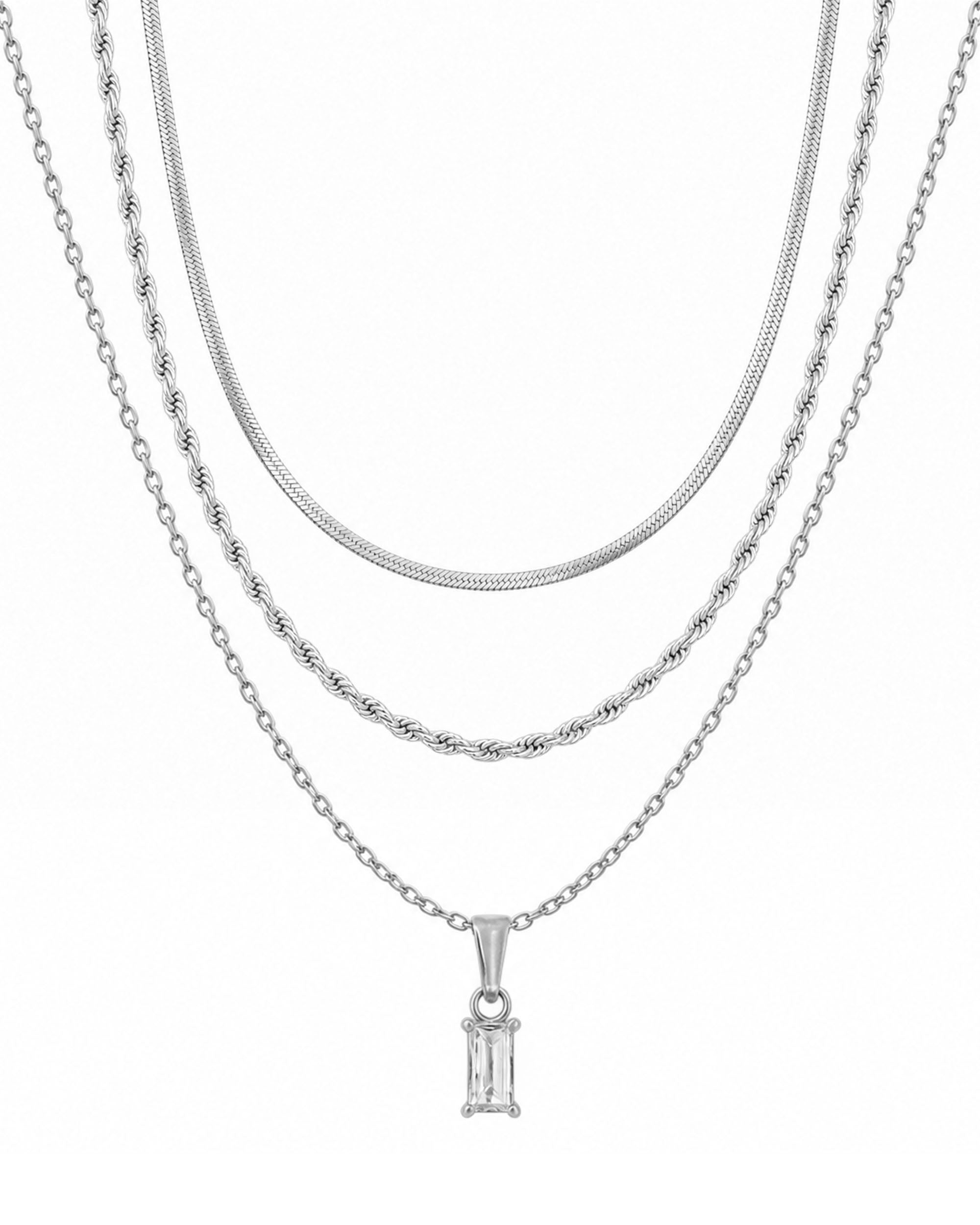 Thin Rope Emerald Set in silver