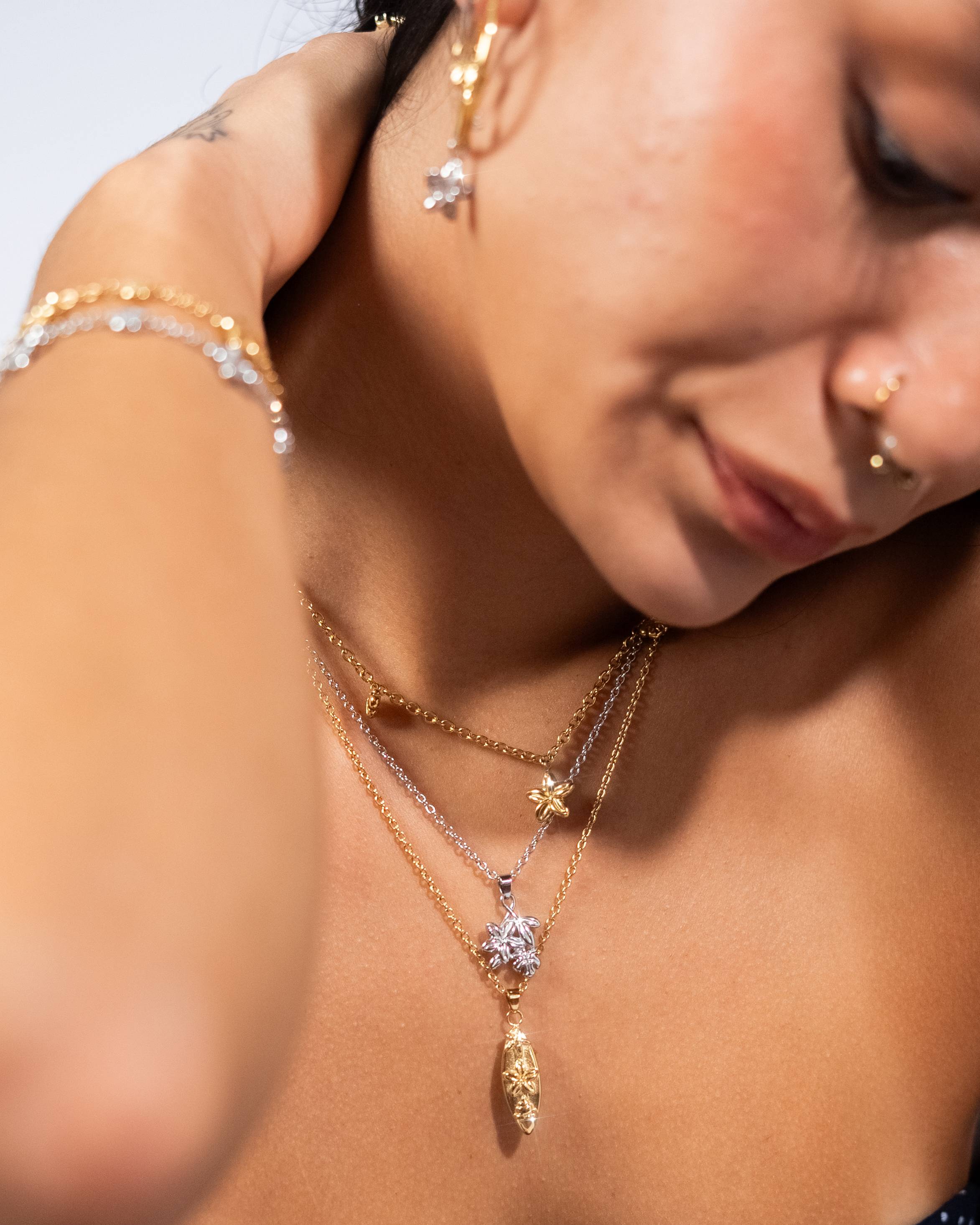 Plumeria Monstera Necklace