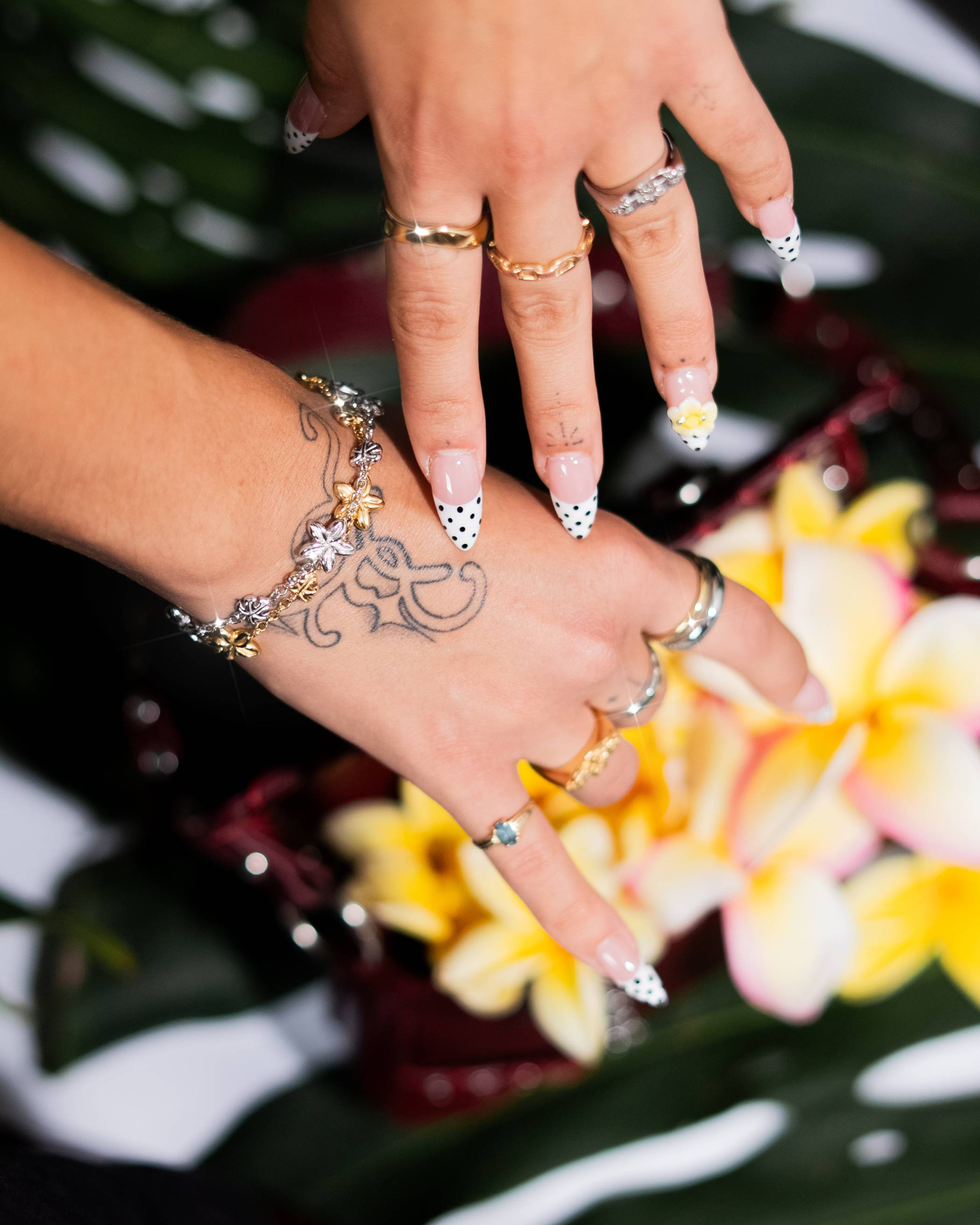 Plumeria Monstera Charm Bracelet