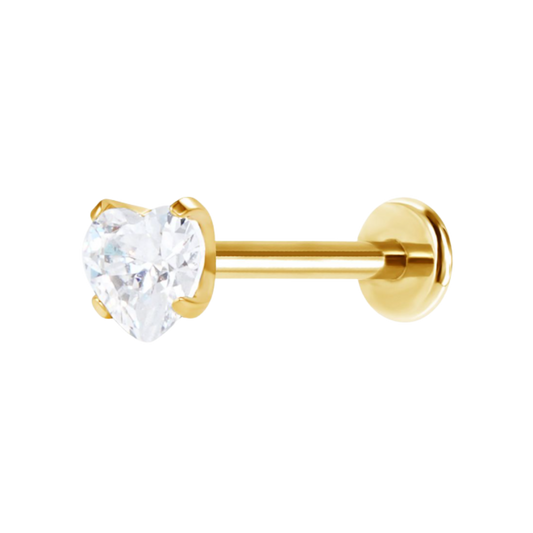 Diamond Heart Flatback Stud