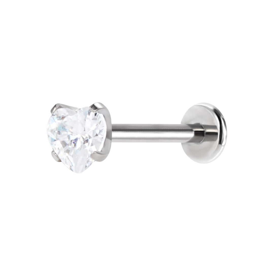 Diamond Heart Flatback Stud
