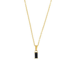Dainty Emerald Diamond Necklace (black stone, 16in + 2in)