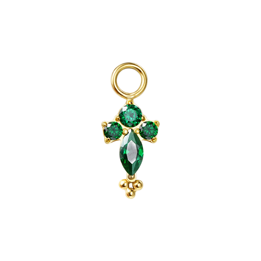 Green Snow Cross Charm