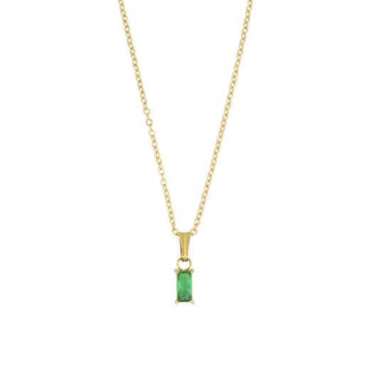 Dainty Emerald Diamond Necklace