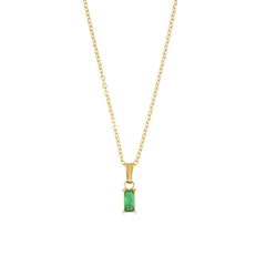 Dainty Emerald Diamond Necklace (green stone, 16in + 2in)
