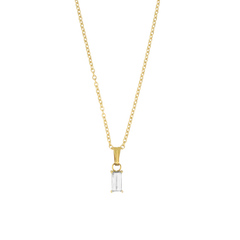 Dainty Emerald Diamond Necklace (white stone, 16in + 2in)