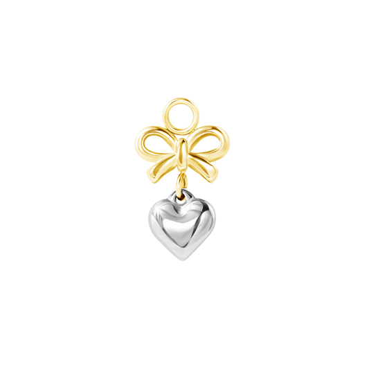 Two Toned Ribbon Heart Charm