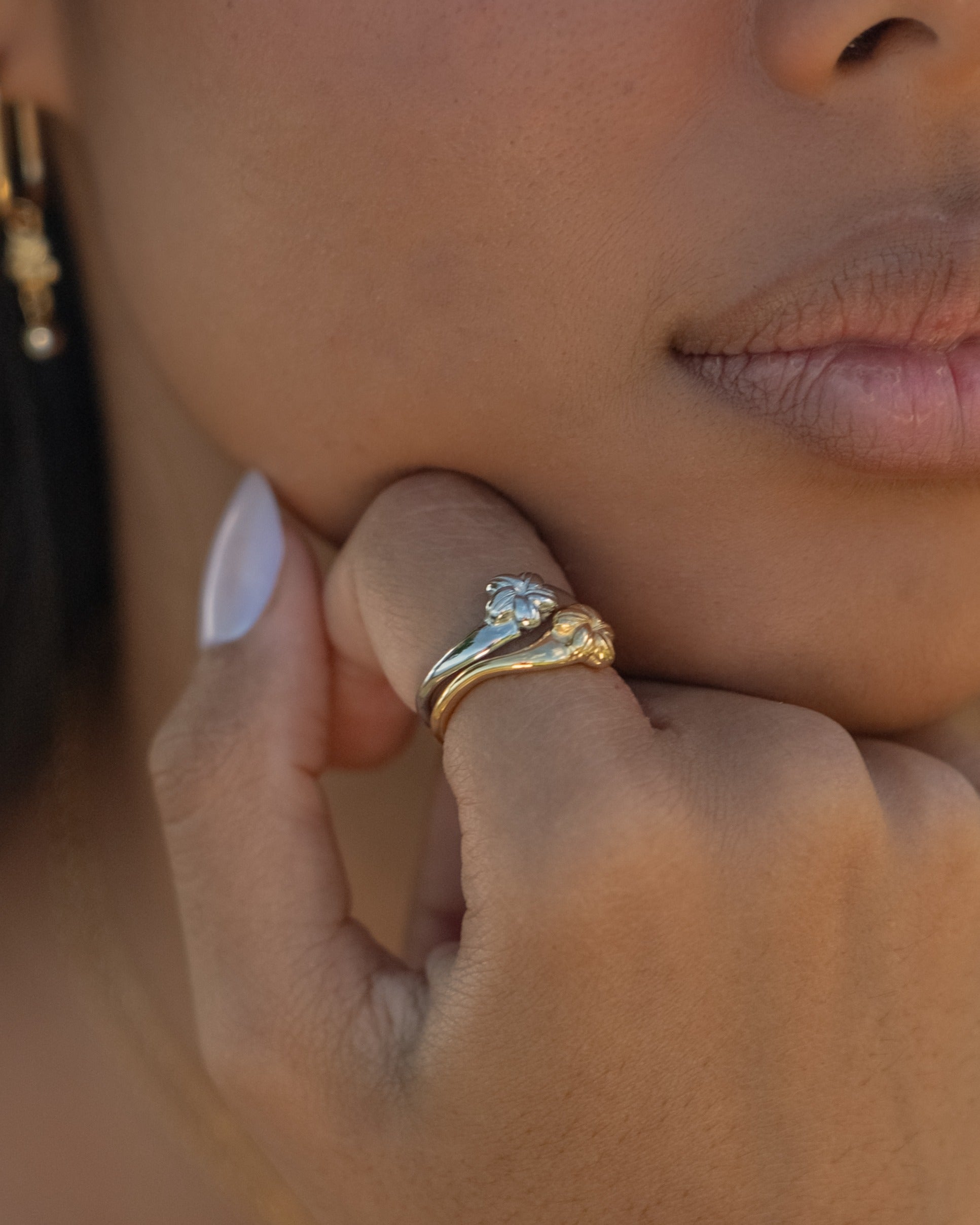 Cowrie Plumeria Ring