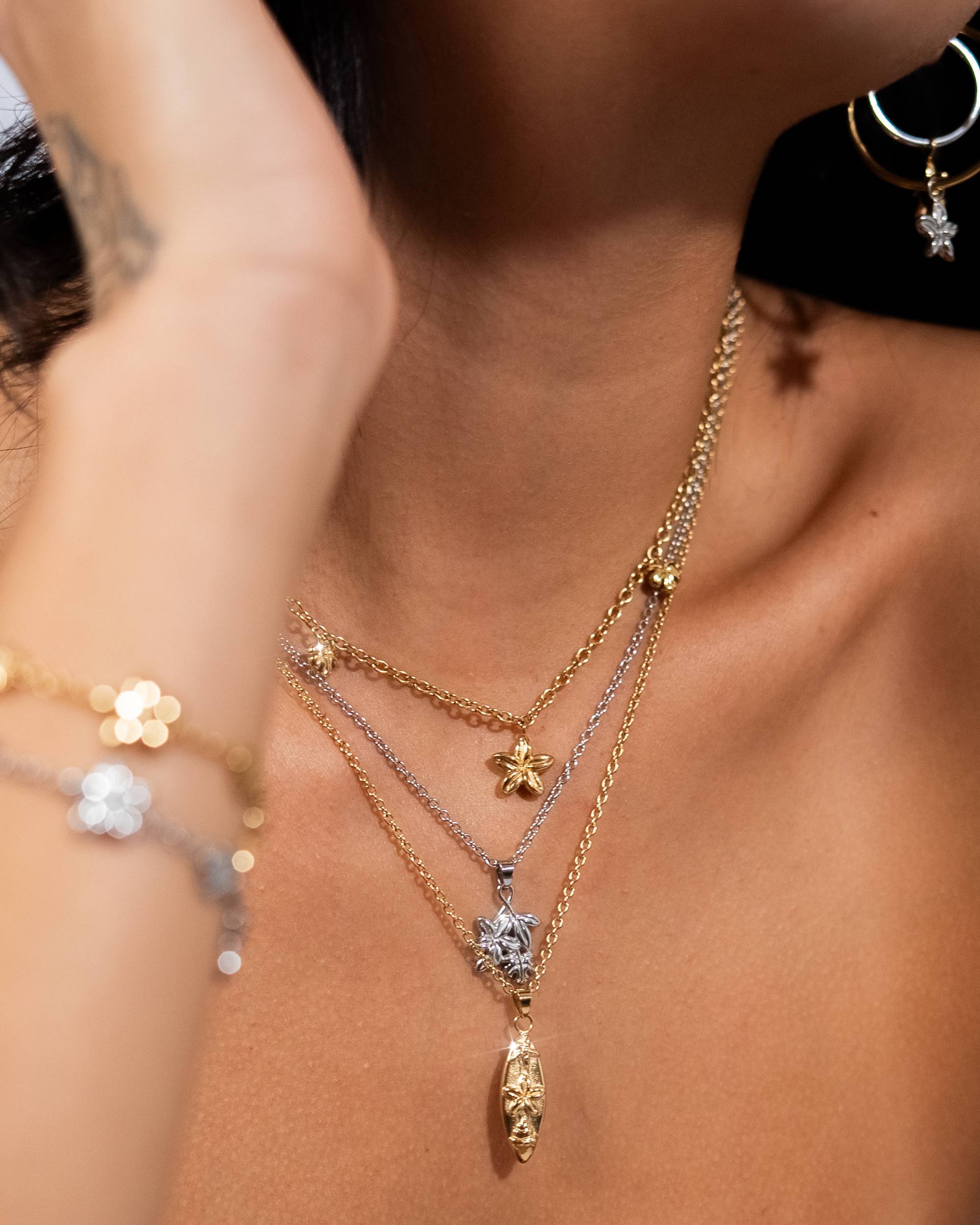 Surfboard Plumeria Necklace