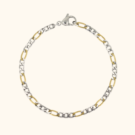 Two Toned Figaro Chain Bracelet